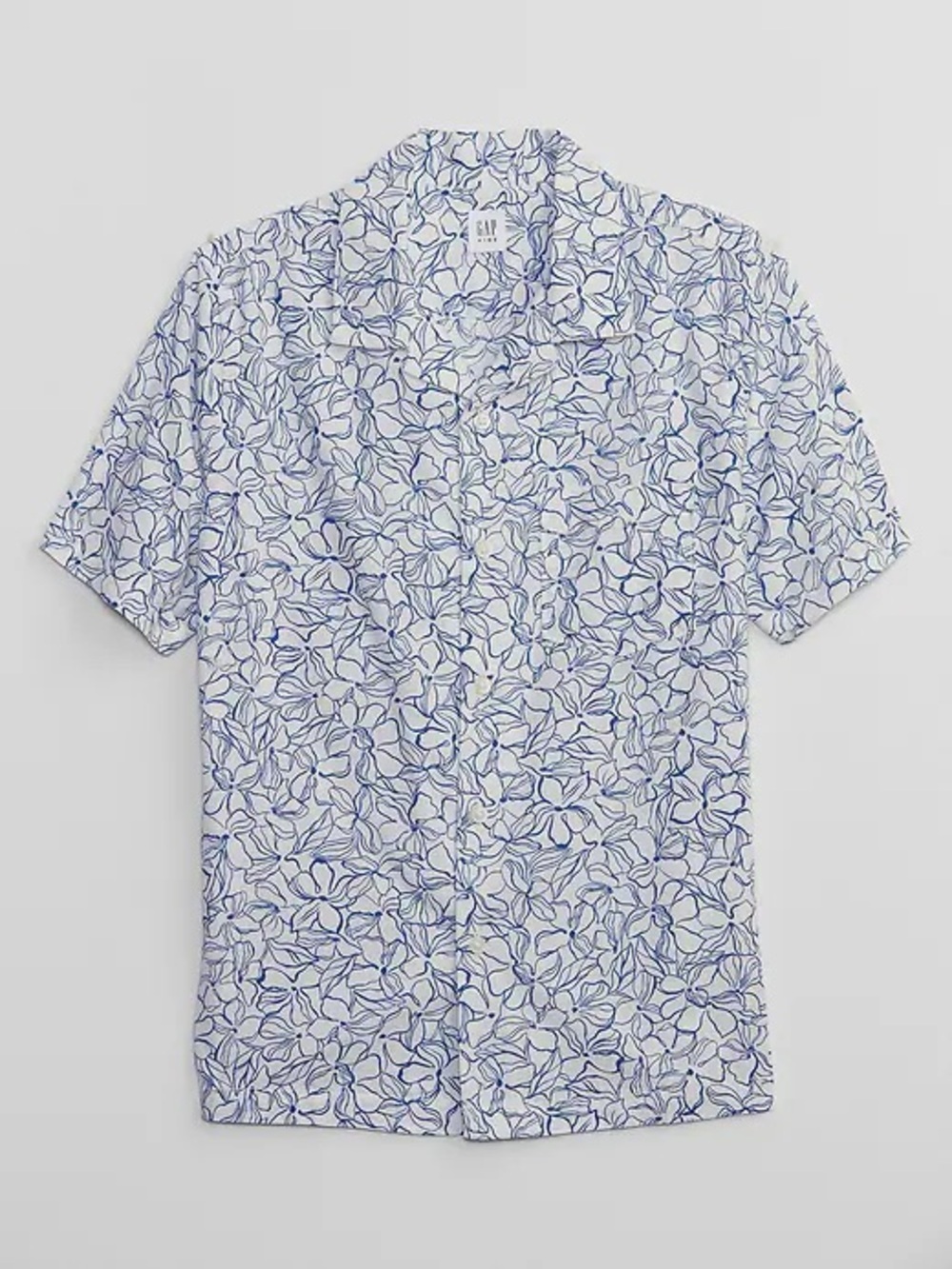 NWT Gap Blue and White Floral Short Sleeve Button-Down Shirt